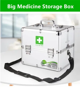 

Medicine Storage Box Aluminum Alloy Lock Multi-Layer Sealed Waterproof Family First Aid Box in Large Capacity, Silver/Pink/Blue