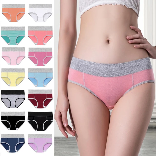 5Pcs/lot Women Underwear Stretch Cotton Soft Breathable High Waist Panties  Seamless Cute Print Briefs Comfort