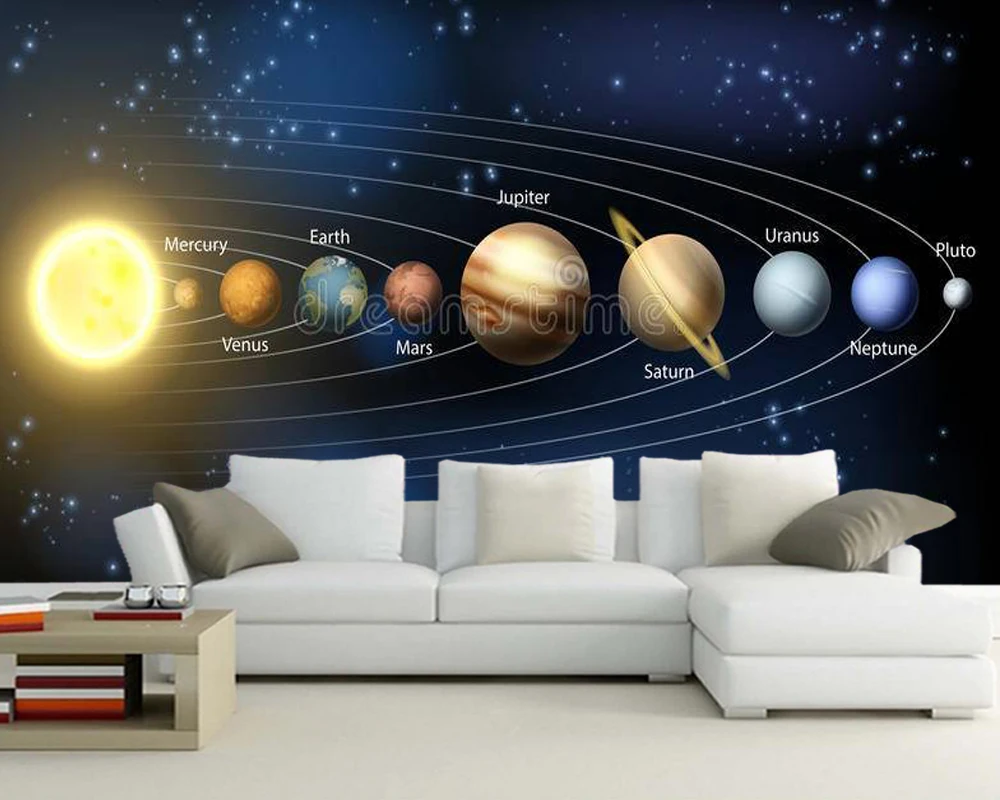 Настенные 3D-обои Papel de parede Sun и планеты Солнечной системы обои для дивана