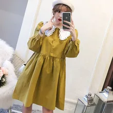 Осенняя одежда для фотосессии, корейский стиль, толстый Mm200 jin, пригодный для носки, большой размер, свободный воротник, Питер Пэн, длинный рукав, экстра-Лар