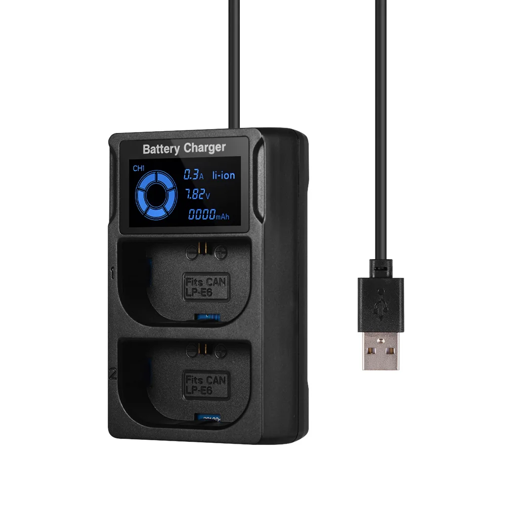 for Canon LP-E6 Портативный двойной слот USB зарядное устройство для камеры с ЖК-дисплеем быстрое зарядное устройство для камеры для аккумуляторов Nikon EL15 - Цвет: for Canon LP-E6