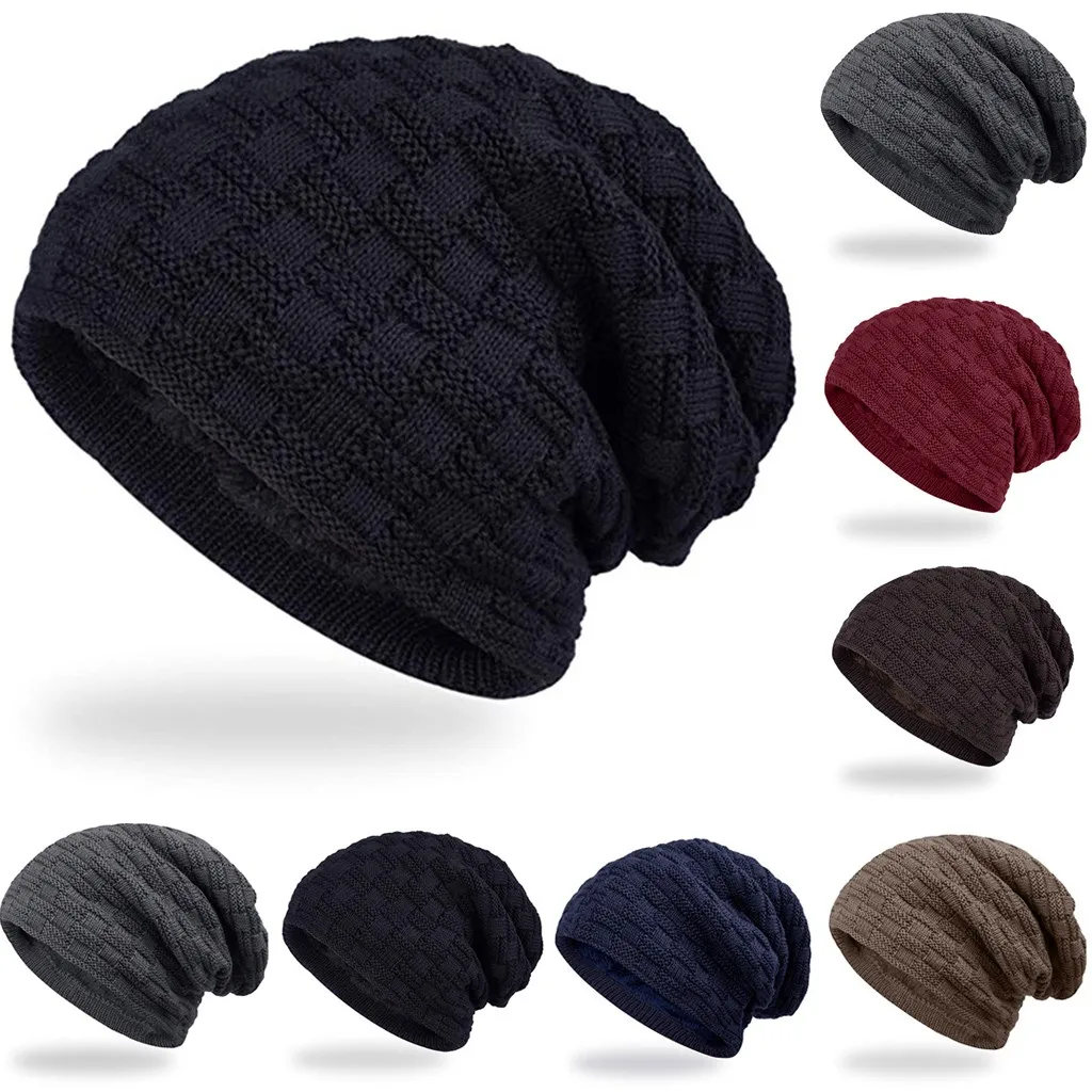 

Winter Unisex Couples Hat Knitted Plush Velet Thick Outdoor Beanie Men Women Trendy Casual Warm Bonnet Caps Hip Hop Solid Hat