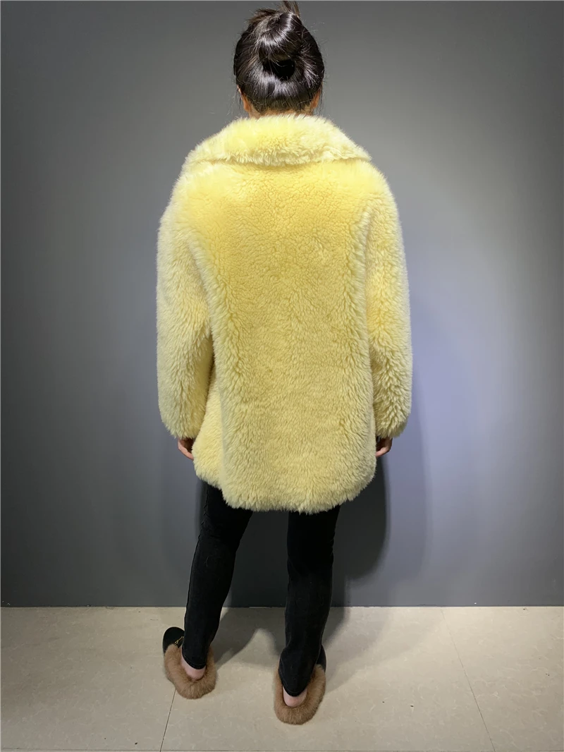 Женское зимнее пальто из натуральной шерсти, мягкое теплое пальто из натурального меха, Новое поступление, Женское пальто из натурального овечьего меха