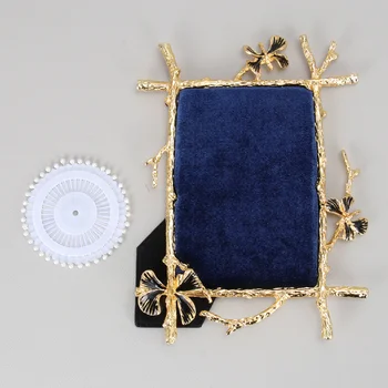 

1Pc Flannel Earrings Display Stand Delicate European Style Luxurious Jewelry Display Board Ear Jewelry Organizer Holder (Dark Bl