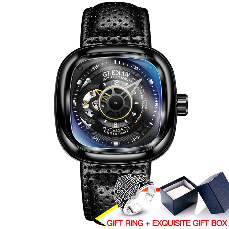 2021 new men's watch automatic machinery top brand luxury square large dial sports waterproof watch relegio masculi 