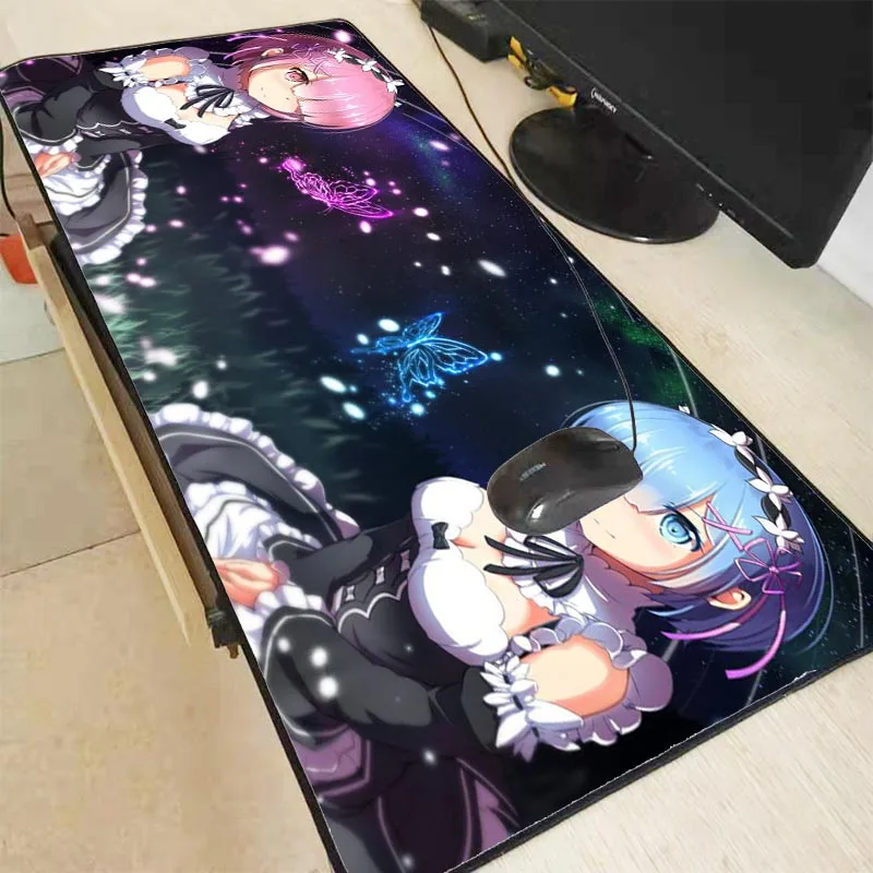XGZ Re Zero Anime Two Girls Large Gaming Mouse Pad Rubber PC Computer Gamer Mousepad Desk Mat Locki