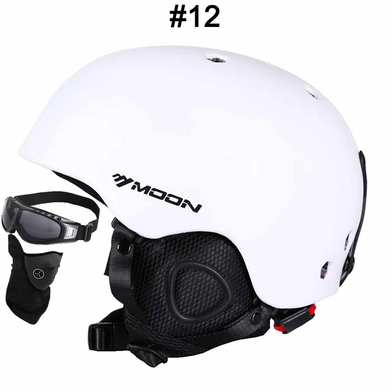 MOON In-mold лыжный шлем безопасности лыжный шлем CE сертификация катание Скейтборд Сноуборд шлем размер 52-64 см - Цвет: 12 Pure White