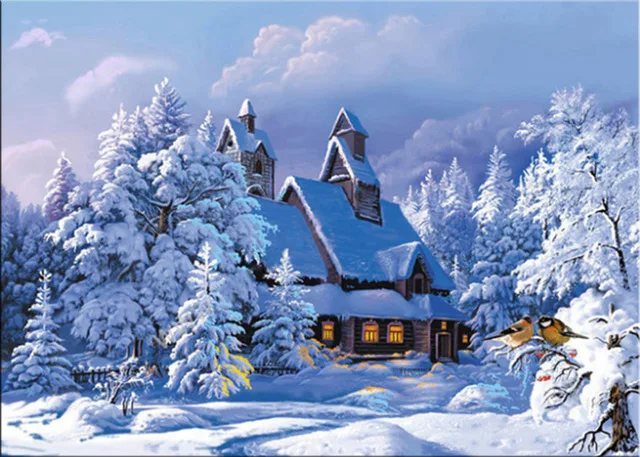 ZOOYA рукоделие алмазная живопись красивый снежный зимний пейзаж Алмазная вышивка все сверла Стразы мозаика картина AT1718 - Цвет: AT1718-2