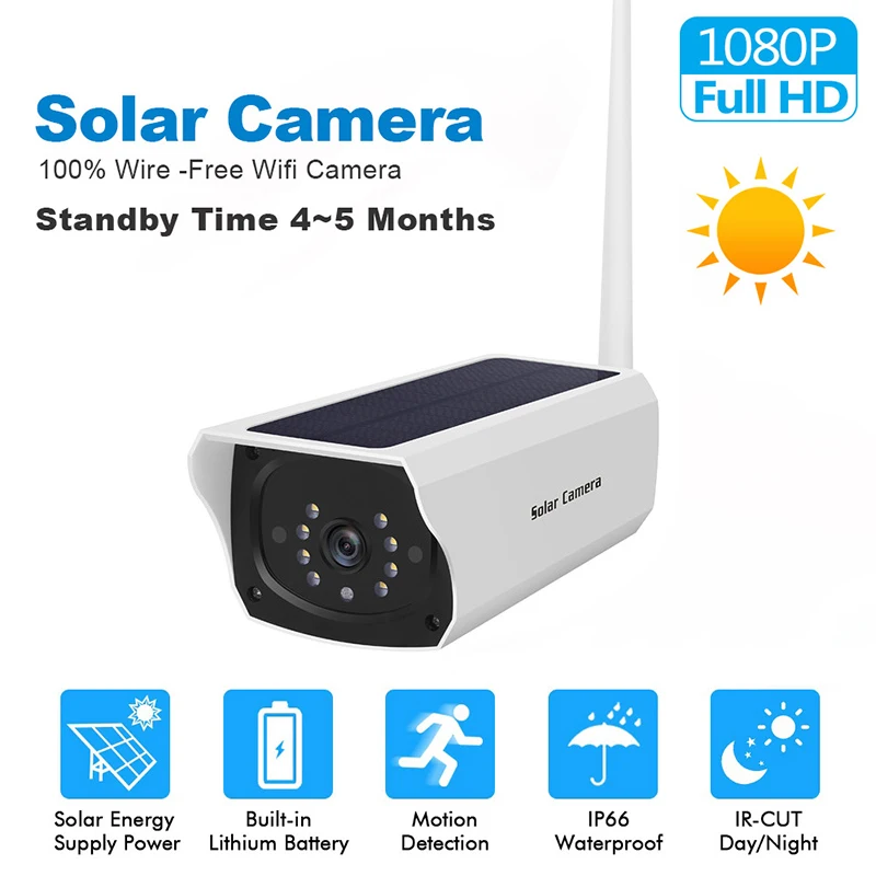 IP камера наружная беспроводная с Wi Fi и солнечной батареей 1080P|Камеры