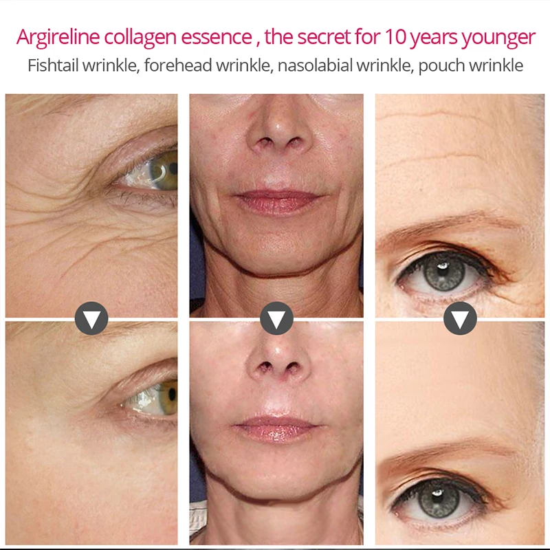 VIBRANT GLAMOUR 2Pcs Argireline Collagen Peptides Face Serum Anti Aging Wrinkle Essence Firming Whitening Moisturizing Skin 2