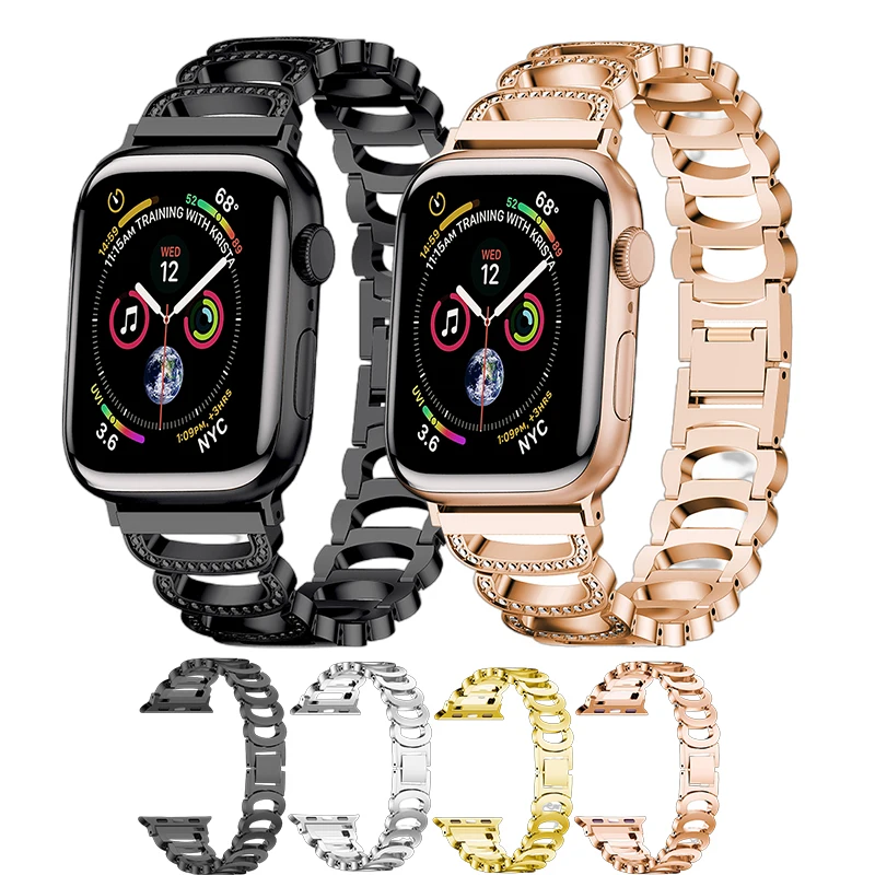 Per cinturino Apple Watch 44MM 40MM 42MM 38MM cinturino da donna con  cinturino diamantato per serie iWatch 6 5 4 3 2 1 bracciale in acciaio  inossidabile _ - AliExpress Mobile