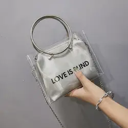 2019 прозрачная мини-женская сумка, Желейная цепочка, сумки через плечо для женщин, прозрачная сумка, полиуретановый комбинированный