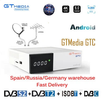 4K Android 6,0 ТВ коробка gtmedia GTC DVB-S/S2 + DVB-T2 + DVB-C поддержка 4K/3D/H.265 с 2G Ram + 16G Rom собран в 2,4G, Wi-Fi, ТВ декодер