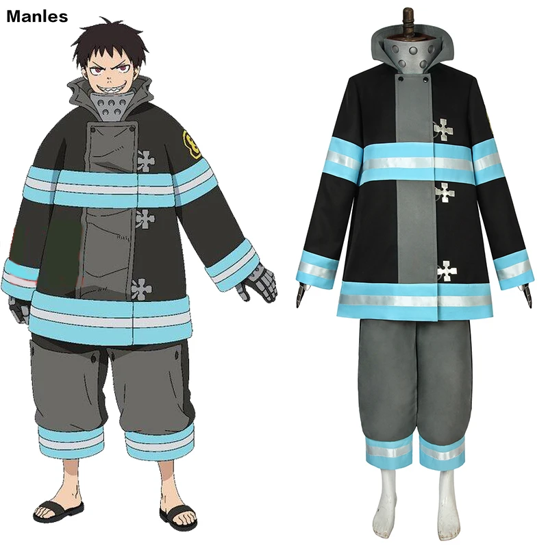 

Anime Fire Force Costume Blazing Firefighting Corps Cosplay Akiratu Oubi Adult Custom Halloween Fire Brigade Uniform Team Male