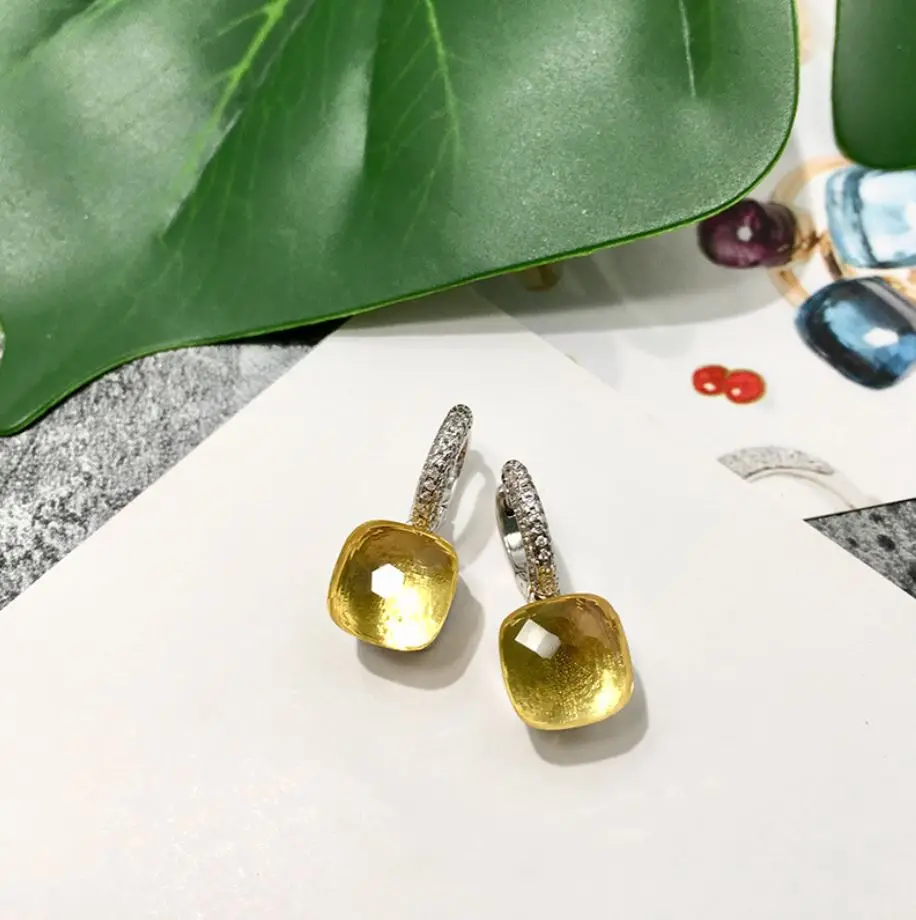 Drop Earrings 22 Colors Crystal Candy Water Droplets Style Earrings 3 Gold Color Drop Earring For Women Fashion Jewelry