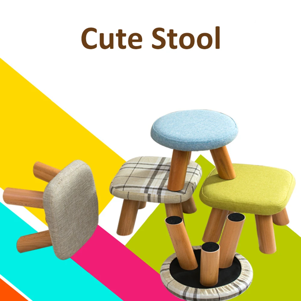 

Creative Cloth Fabric Footstool Solid Wood Footstool Padded Footrest Folding Storage Chair With Removable Cover