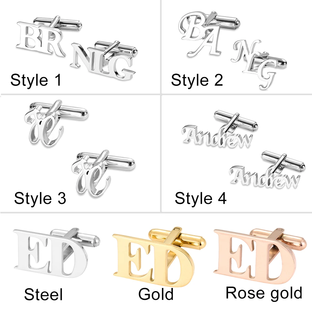 Personalized Letter Name Cufflinks Custom Initials Cuff links Buttons