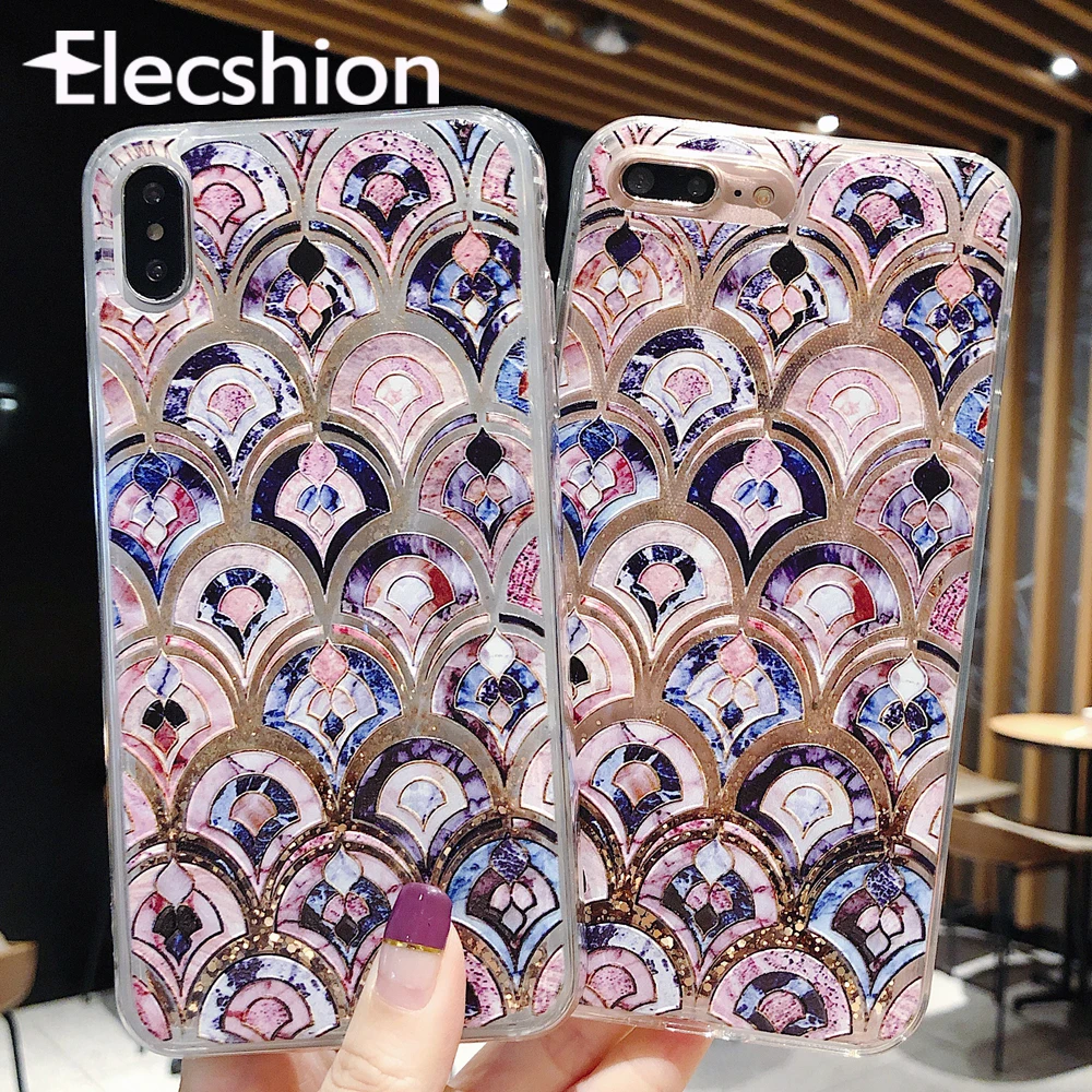 

Glitter Quicksand Phone Case For iPhone X XS Max 3D Pattern Phone Cover For iPhone 6s 7 8 Plus Transparent Shockproof Phone Case
