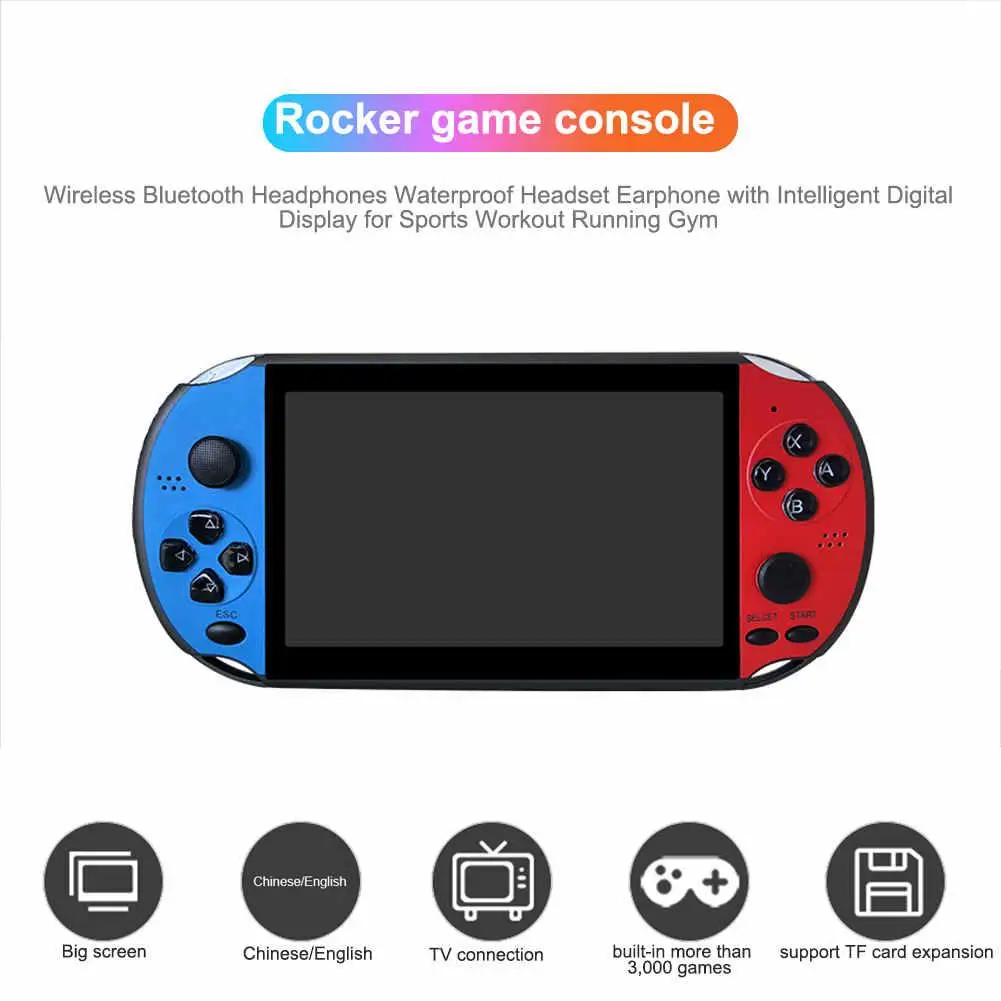

Double Rocker Handheld Game Console Machine 5.1 Inch Large Screen 128-bit 8G Memory With 3000 Games For X12pro
