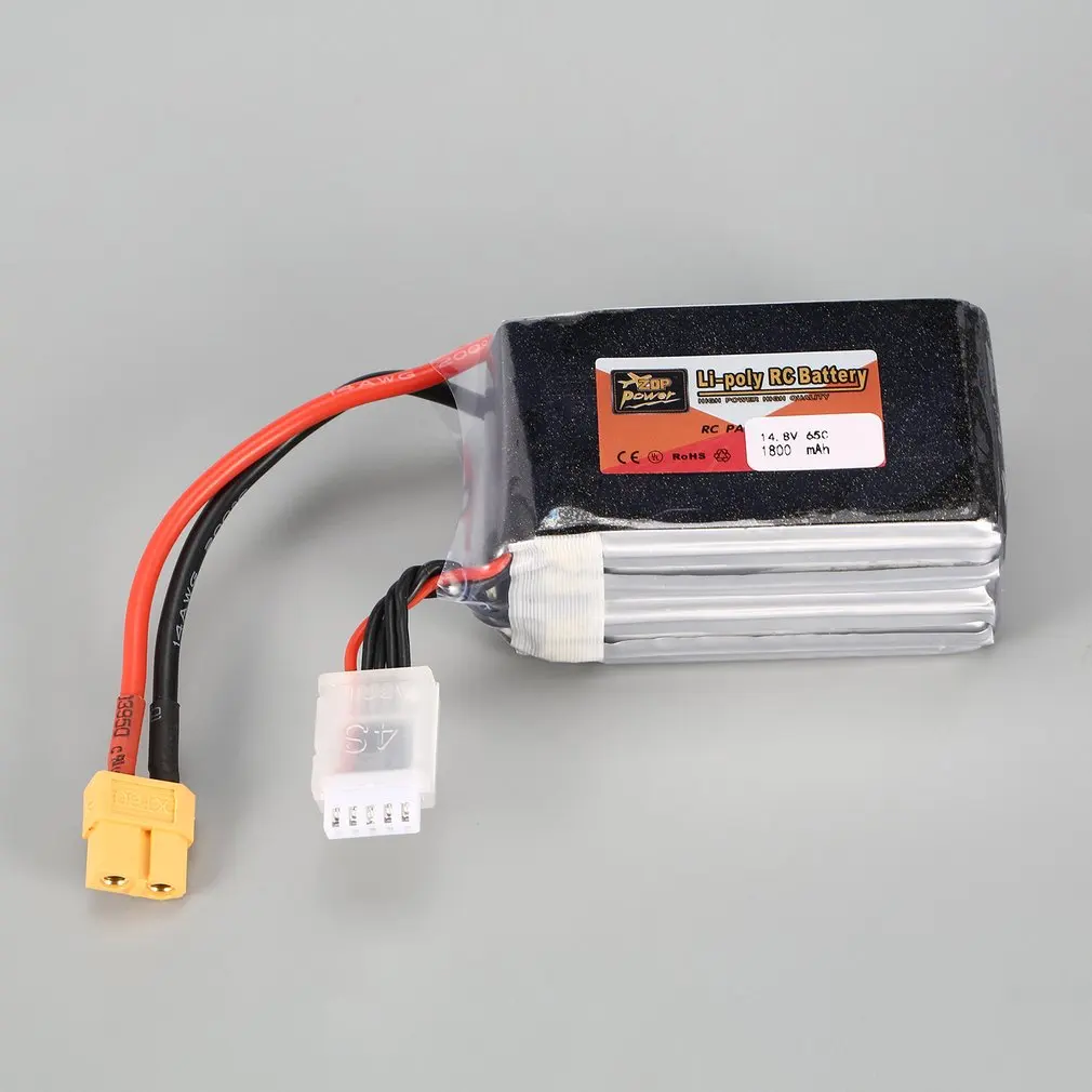 

Best Deal Rechargeable Lipo Battery ZOP Power 14.8V 1800mAh 65C 4S Lipo Battery XT60 Plug