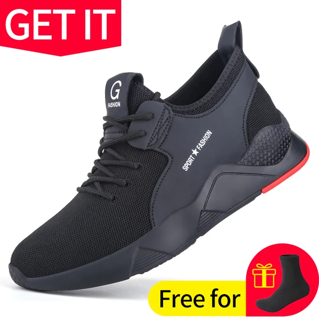 Work Safety Shoes Anti-Smashing Steel Toe Puncture Proof Construction Lightweight Breathable Sneakers Boots Men Women Air Light D9002 Work Shoes