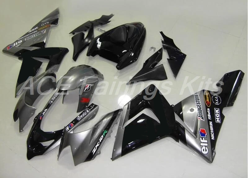 ABS мотоцикл полные комплекты обтекателей подходит для Kawasaki Ninja ZX-10R 2004 2005 10R 04 05 обтекатель кузова на заказ черный серый эльф
