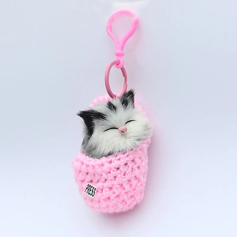 Лидер продаж; милые тапочки; брелок с котом; сумка; кулон; имитация кота из мультфильма; Вокализация; мяу; котенок; плюшевая игрушка - Цвет: Розовый