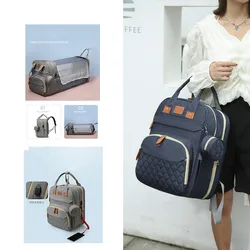 Grand sac à couches pour maman, multifonctionnel, Portable, pliable, pour bébé, voyage, grand sac à dos, lit pour bébé, coussins de Table à langer pour sortie 