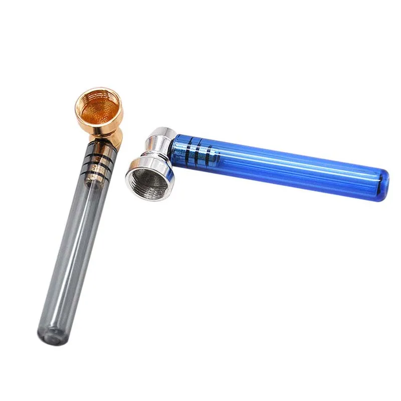 Стеклянный табак мундштук трубы портативная металлическая курительная трубка