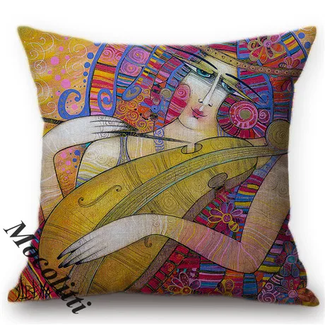 Orange Melody Love Song Nordic Ethnic Minority Art Home Decorative Cushion Cover Chic Woman Portrait Car Sofa Throw Pillow Case M136-3