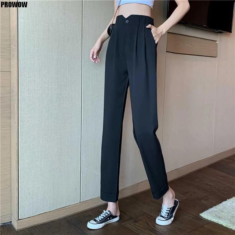 2020 Summer New Suit Leisure Pants Women Korean High Waist Office Trousers Lady Vintage Fashion Wild Casual Pants