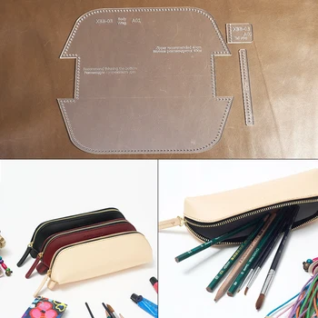 

1Set DIY Acrylic Template New Fashion Zip Pencil Case Leather Craft Pattern DIY Stencil Sewing Pattern 17cm*7cm