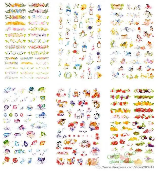 

6sheets/lot Flower Cat Series PET Sticker SET Decoration Label Scrapbooking Stickers Office School Supplies