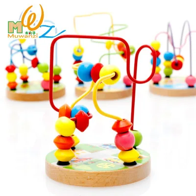 

CHILDREN'S Wooden Mini Small Bead-stringing Toy Early Education Beaded Bracelet Bead-stringing Toy Building Blocks Toy Children