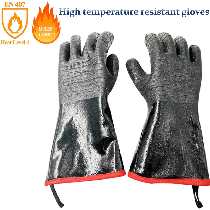 

2022 New High Temperature Resistant BBQ Fire Gloves Flame Retardant Non-slip Fireproof Grill Insulation Microwave Oven Gloves