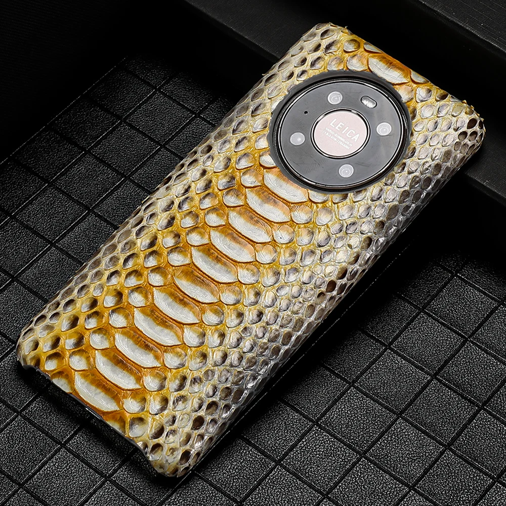 

Luxury Genuine Python Leather Phone Case for Huawei Mate 60 50 40 P60 P70 P50 Pro P40 Cover For Honor Magic 6 5 4 90 100 Pro