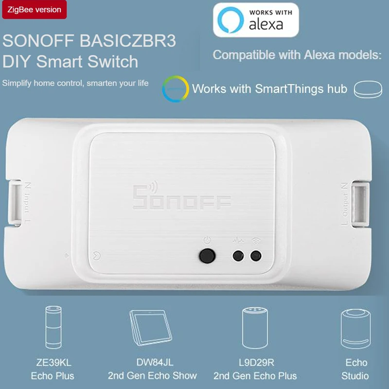 Умный выключатель Sonoff BasicZBR3 Zigbee беспроводной домашний таймер с дистанционным управлением работает Alexa
