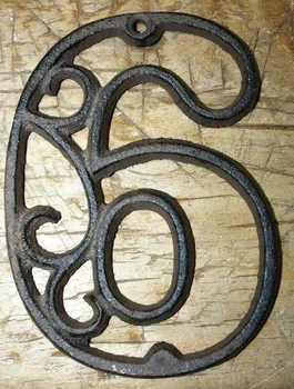 

Rustic BROWN Cast Iron Metal House Number Street Address 4 1/2 INCH # 6