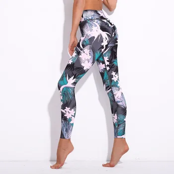 

2020 new spring high-waist women's fashion printing flower leggings yoga fitness running sports pants women's hip fitness pants