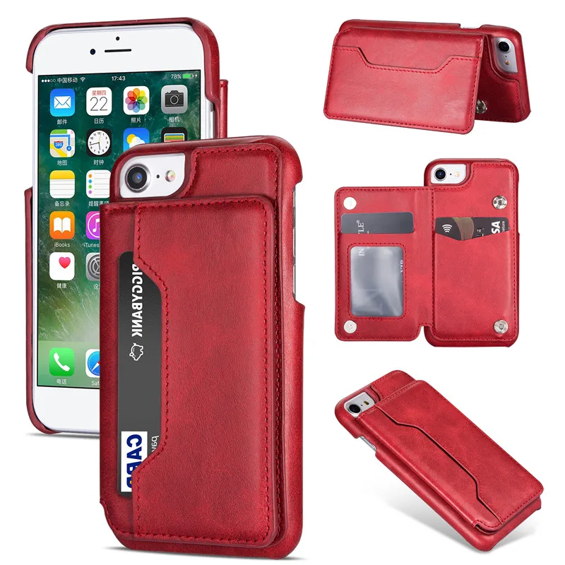 Чехол из искусственной кожи на молнии для iPhone 8 Plus 7 6 6s X 10 XS 11 Pro Max Бумажник откидная подставка чехол для iPhone XS Max XR чехол для телефона EEMIA - Цвет: New- Red