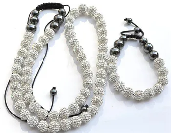 

yju43 12mm 70 ball white wwdd micro pave CZ Disco Beads Crystal crystal Set Necklace Bracelet fasion Wholesale women