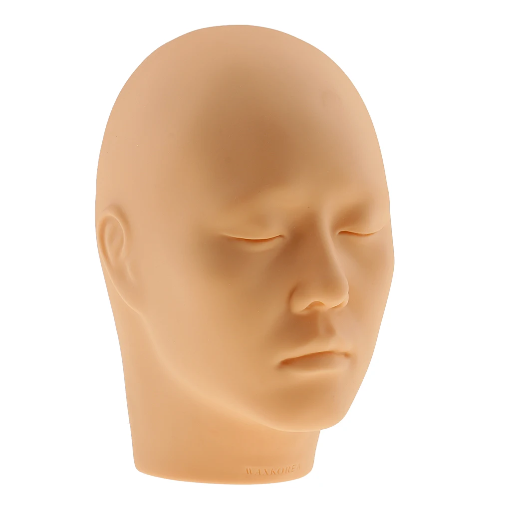 Soft Silicone Cosmetology Massage Eyelash Extension Face Lip Makeup Practice Training Mannequin Head