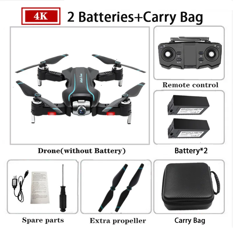 4K 2B CB KEELEAD S17 Дрон 4K Wi-Fi FPV оптический поток двойная камера дроны Регулируемая широкоугольная камера делая мВ Квадрокоптер складной Радиоуправляемый Дрон - Цвет: 4K 2B CB