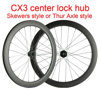 

Newest 700C Road bike full carbon fibre tubular clincher tubeless rims bicycle wheelset Thru Axle center lock hubs CX3 Free ship