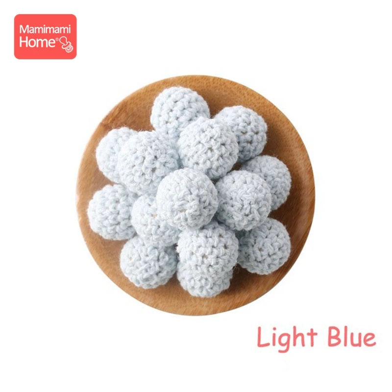 Mamihome 20 штук 20 мм деревянные бусины для вязания зубов для детей, вязаные бусины, пустые DIY ожерелье для кормления, подарки, детские товары, Bpa бесплатно - Цвет: Light Blue