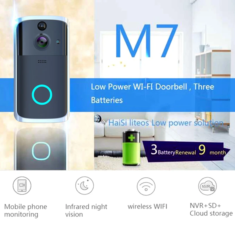 Wireless Smart WiFi Doorbell IR Video Visual Camera Intercom Protect Home Safe QJY99