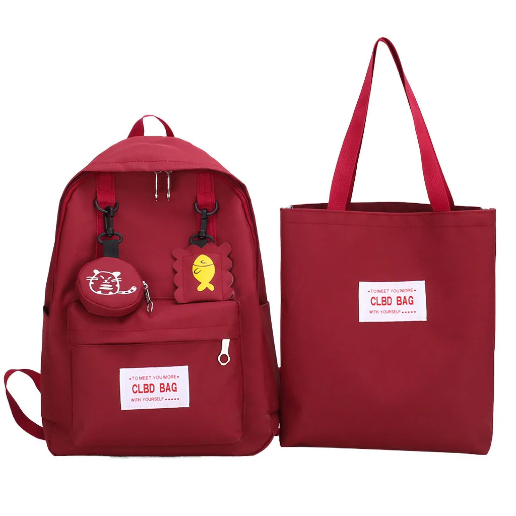 Мультфильм алфавит студенческий рюкзак большой емкости путешествия 2 шт. набор школьные сумки для подростков ноутбук рюкзак mochila escolar - Цвет: Red