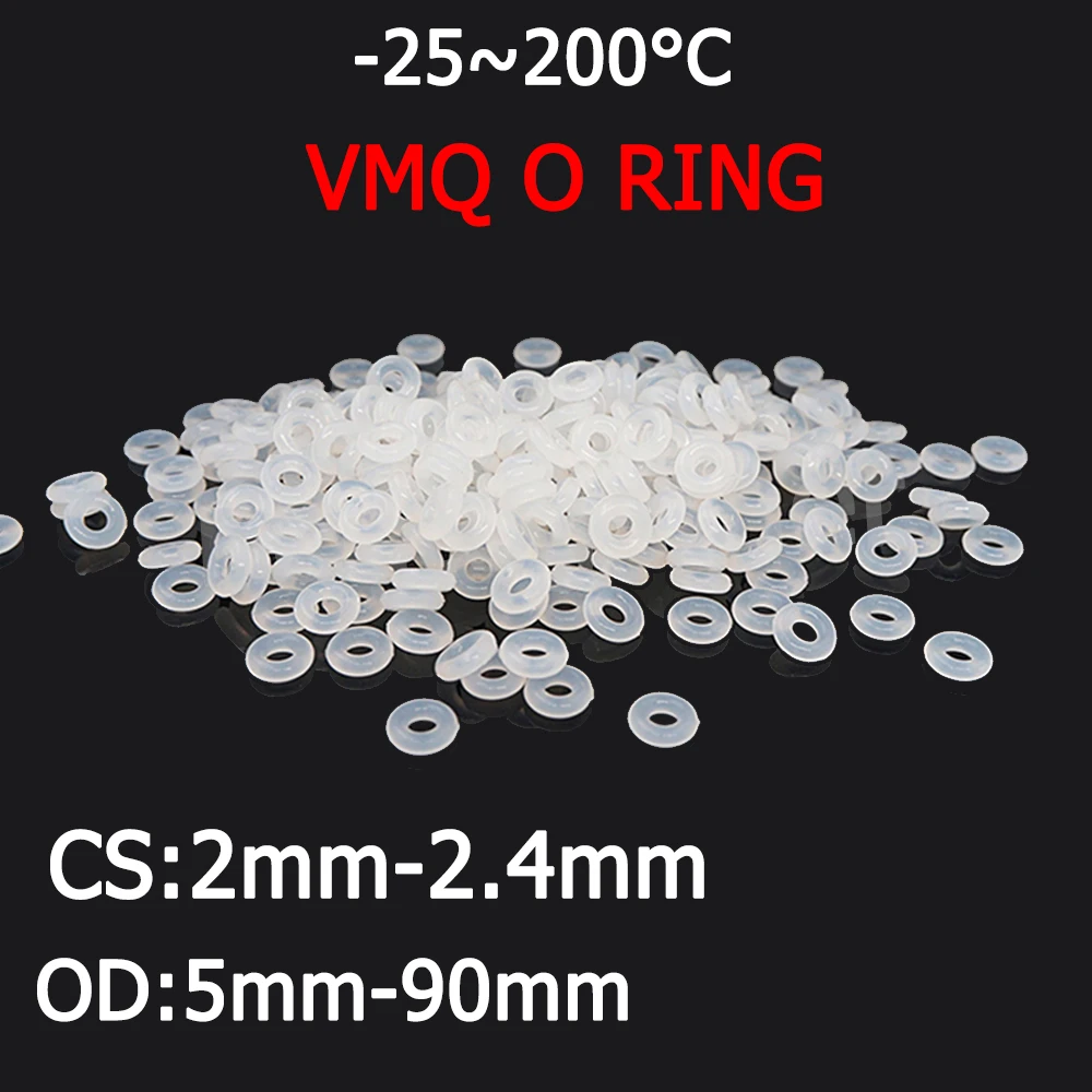 10pcs VMQ White Silicone O Ring Gasket CS 2-2.4mm OD 5 - 90mm Food Grade Waterproof Insulated Washer Nontoxic | Обустройство дома
