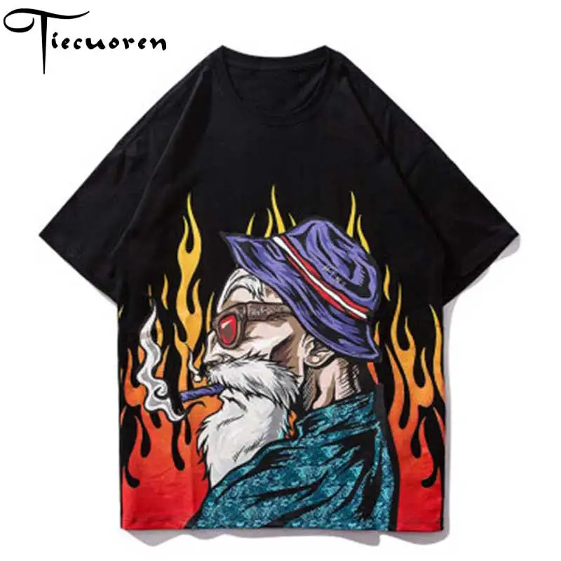 

Half sleeve T Shirt Men Japanese style old man T-shirt Harajuku Streetwear tshirts Casual Hip Hop Top Tees wholesale men clothes