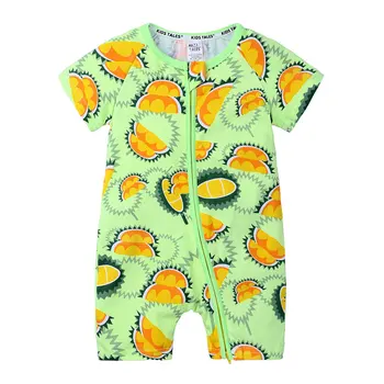 

Zipper Style Baby Romper 100%Cotton Shorts Sleeve Newborn Baby Girls Clothes Summer Floral Print Infant jumpsuits 3-24 Months